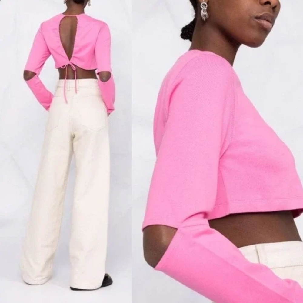 Jacquemus Vibrant Pink Open-Back Crop Top